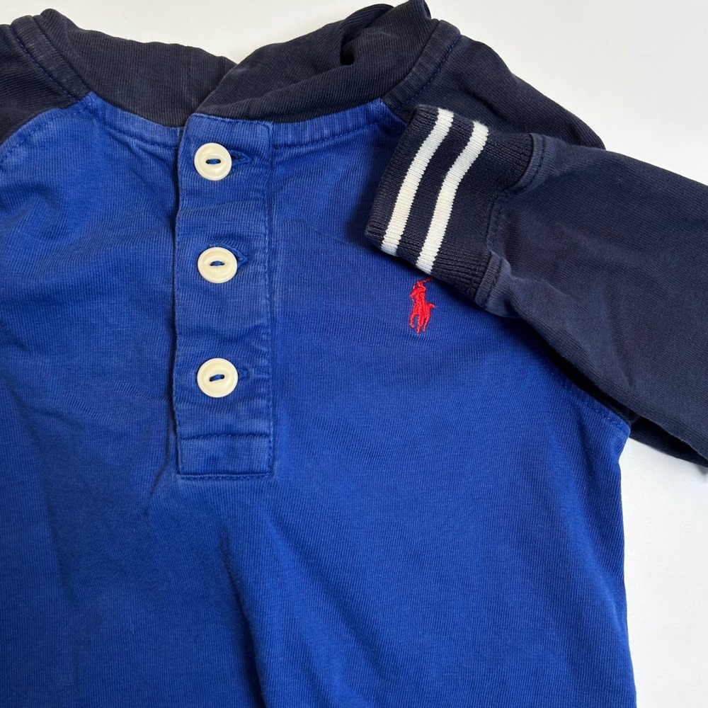 Polo Ralph Lauren‎ Kids Hoodie Long Sleeve Pullover Top Blue White 2T